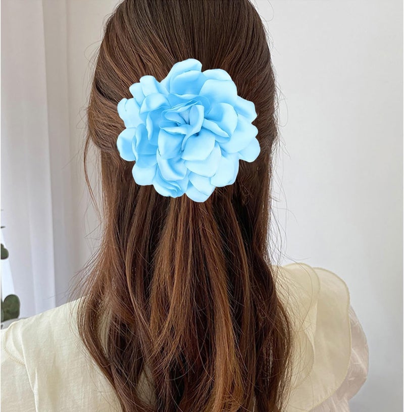 Decixde Satin Fabric Rose Flower Brooches - Handmade Floral Accessory for Wedding Party Dance Banquet Ceremony - Size: 4.72in - Image 2